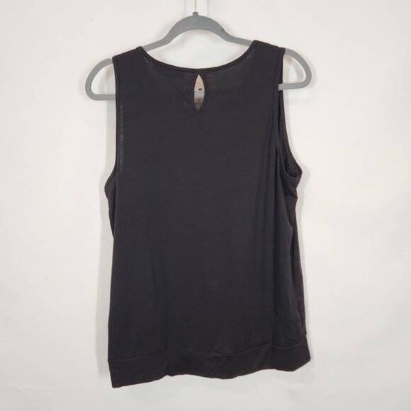 Shiela Rose Sleeveless Pleated Front Jersey Blouse Keyhole Back in Black Size 2X - Picture 3 of 6